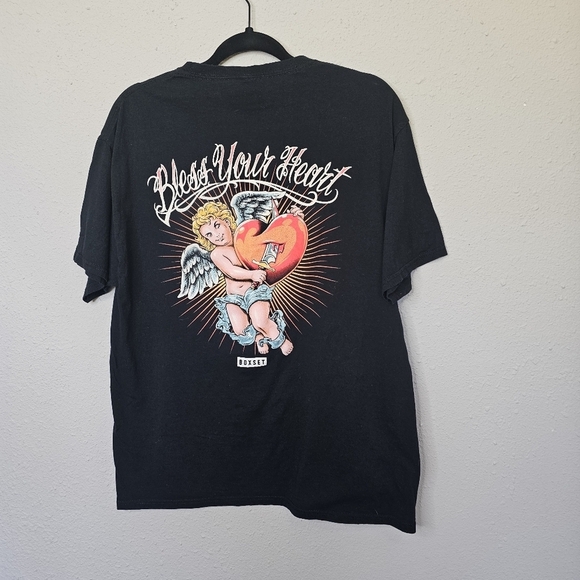 Boxset Mens Black Tee Shirt Large Bless Your Heart Graphic Cherub Angel Biker‎ - Picture 8 of 11
